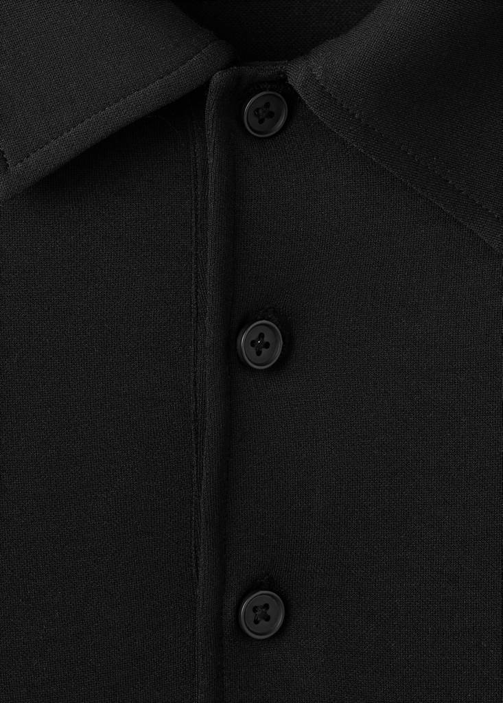 Fine-knit polo shirt — Black