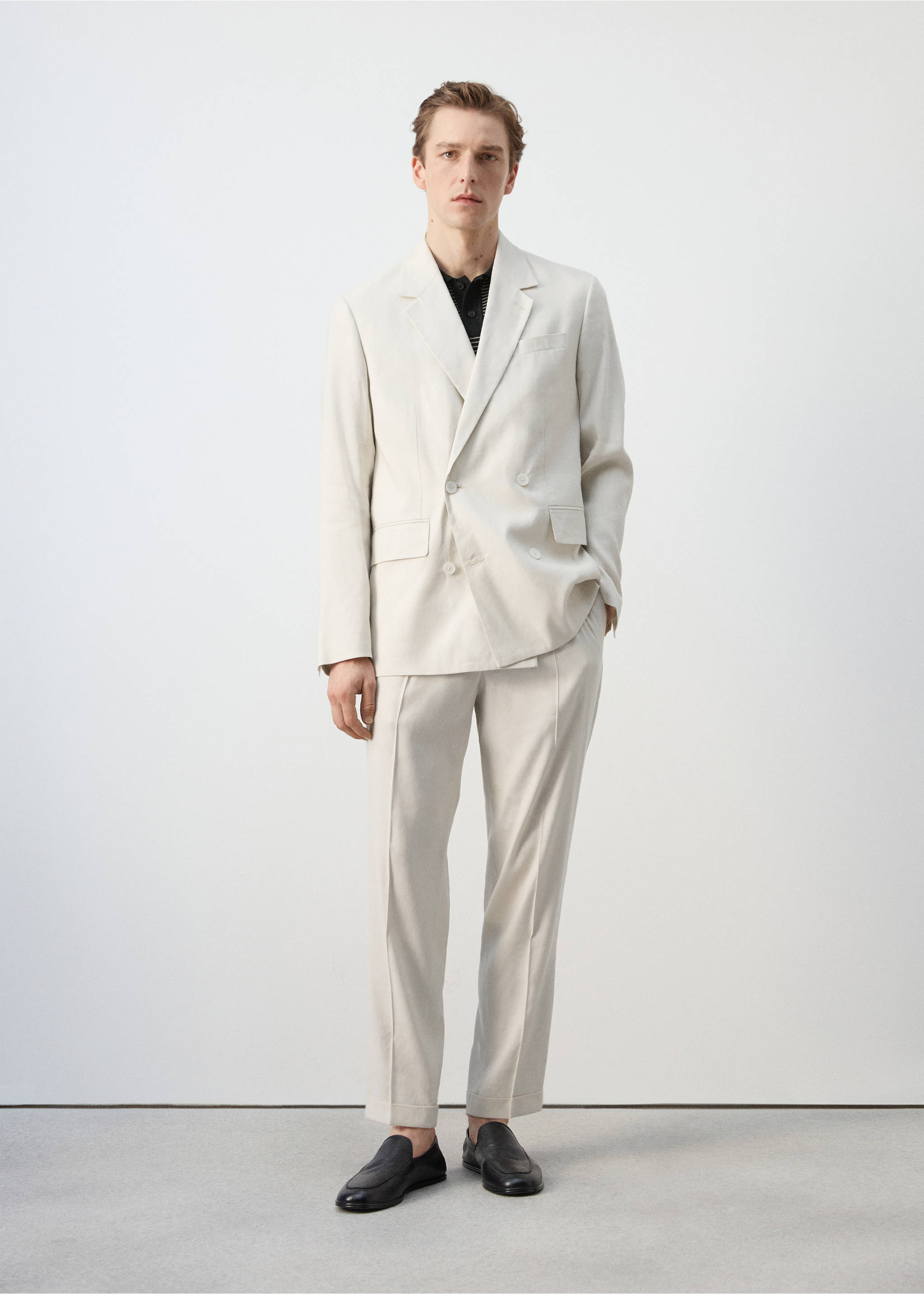 Veste de costume Boston coupe regular croisée - Plan général, Écru. Ref: 27077911-00.