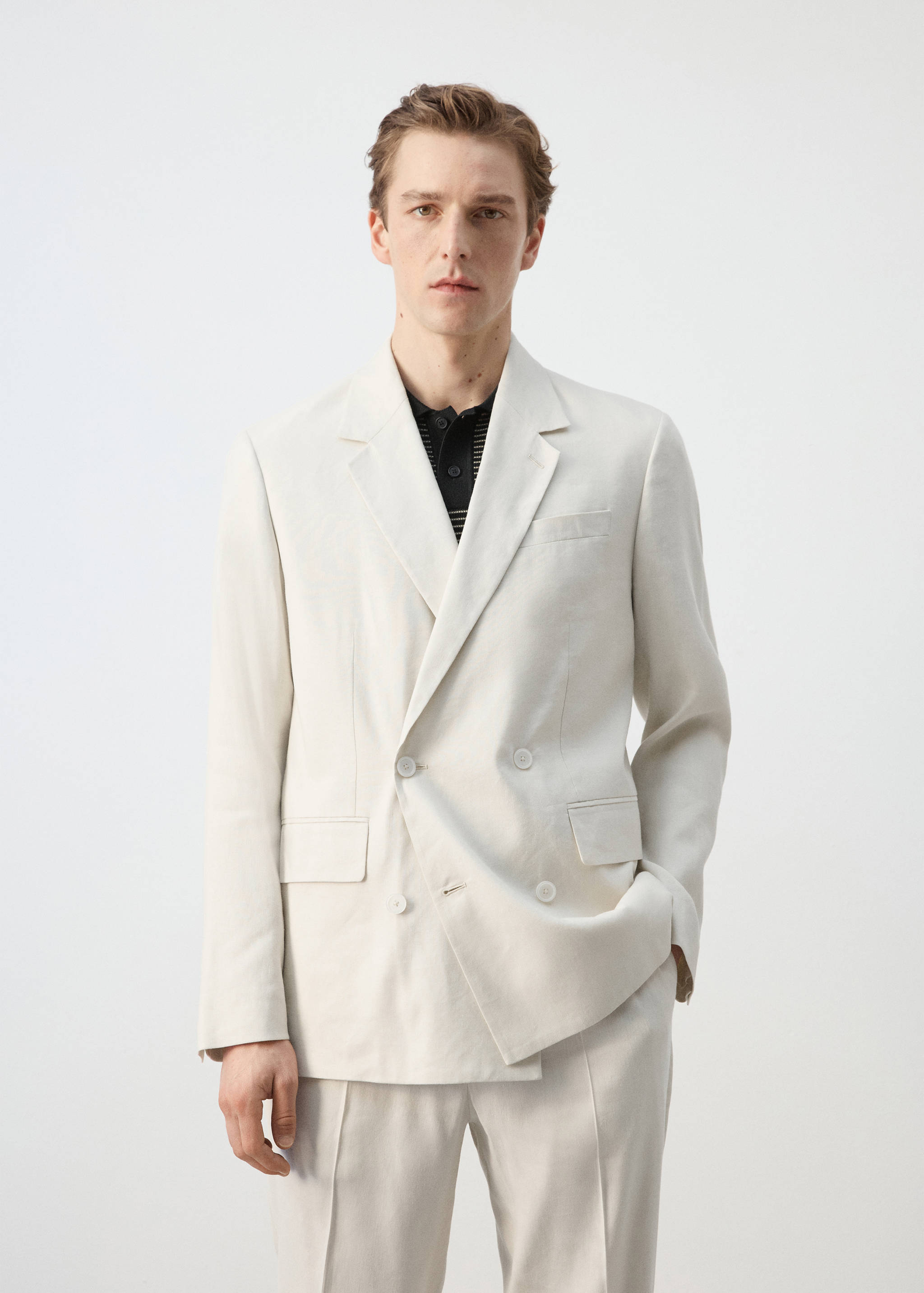 Veste de costume Boston coupe regular croisée - Plan moyen