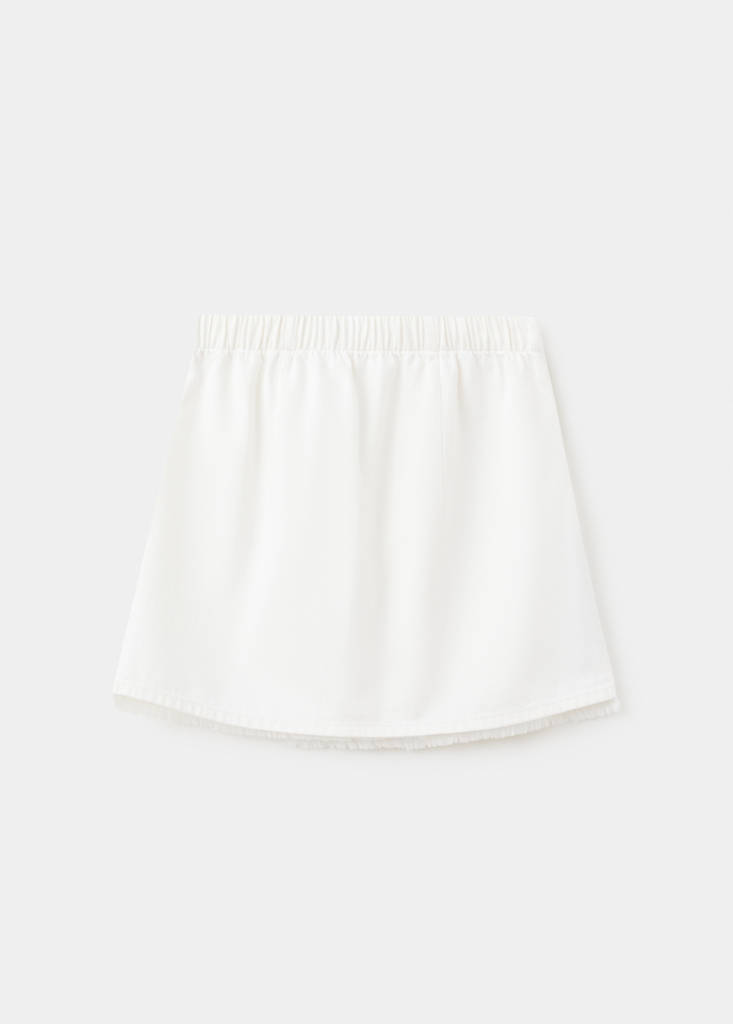 Frayed detail skirt — White