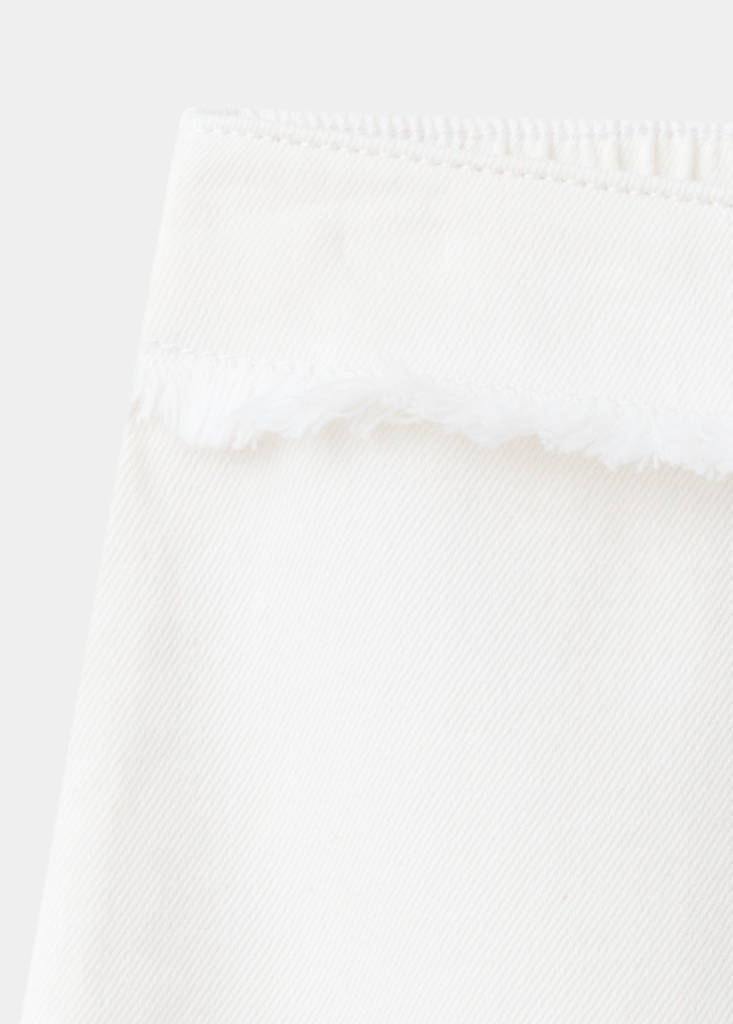 Frayed detail skirt — White