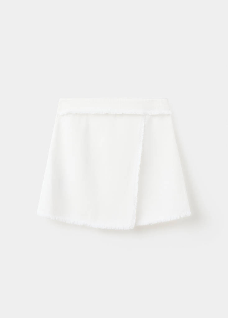Frayed detail skirt — White