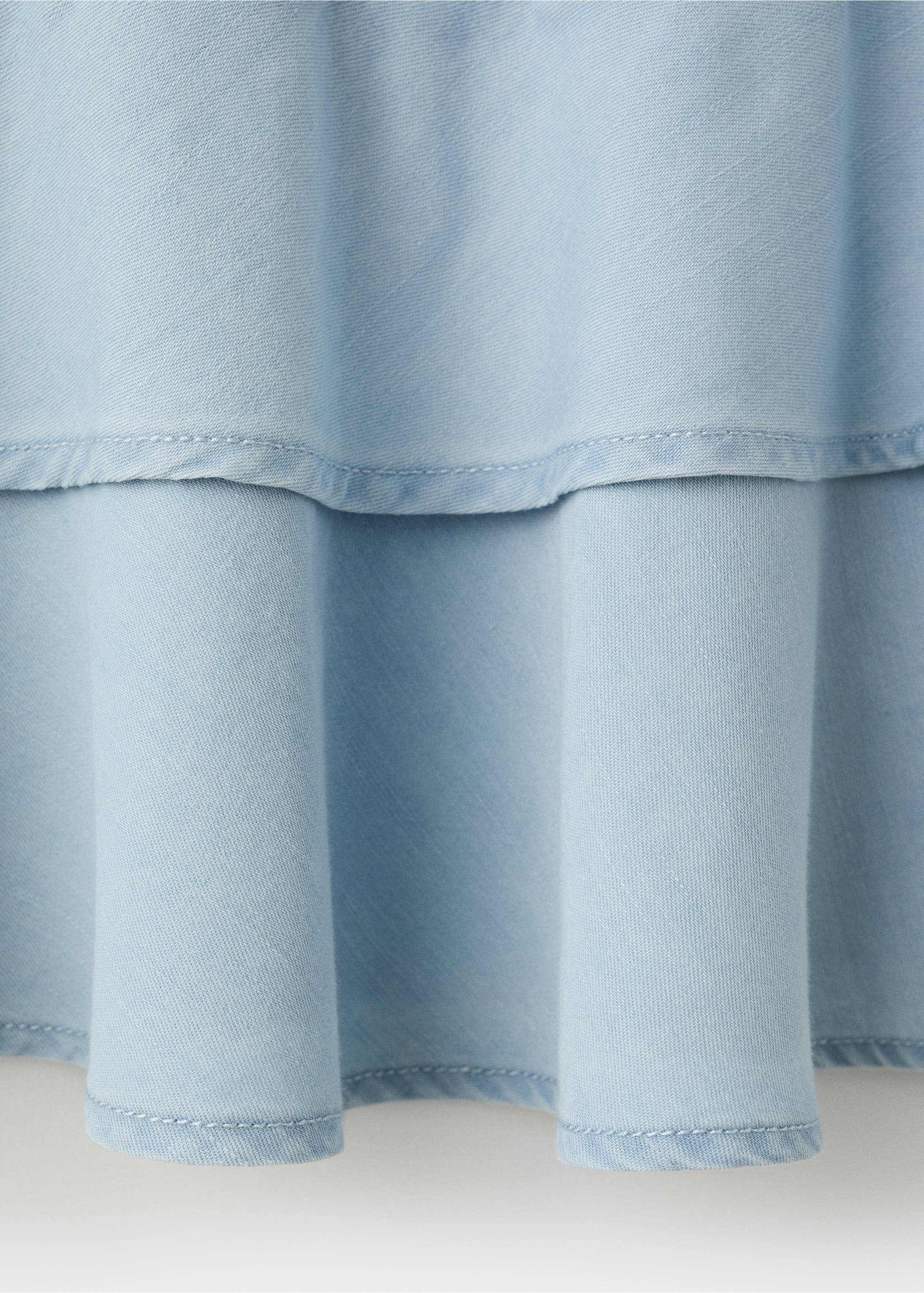 Gathered skirt with ruffles - Details of the article 8, Light Blue. Ref: 27077922-00.