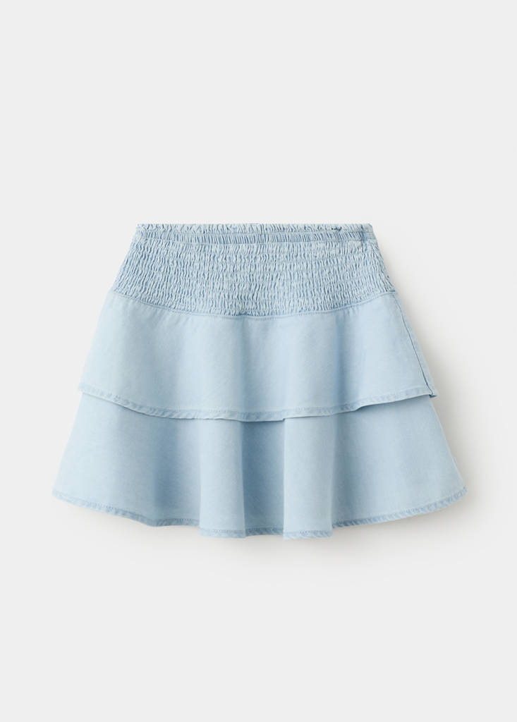 Lyocell frill skirt — Light Blue