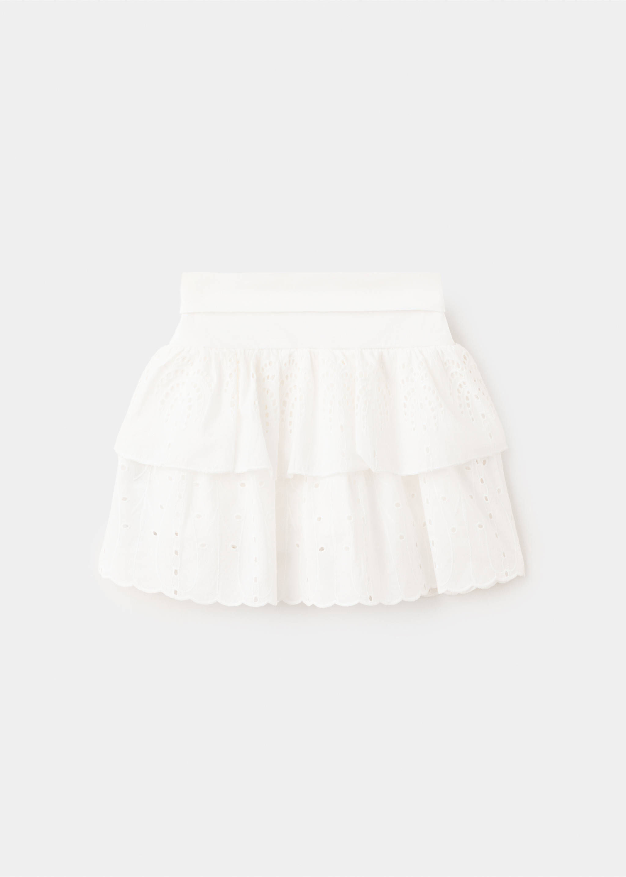 Falda bordada volantes - Artículo sin modelo, Blanco roto. Ref: 27077925-00.