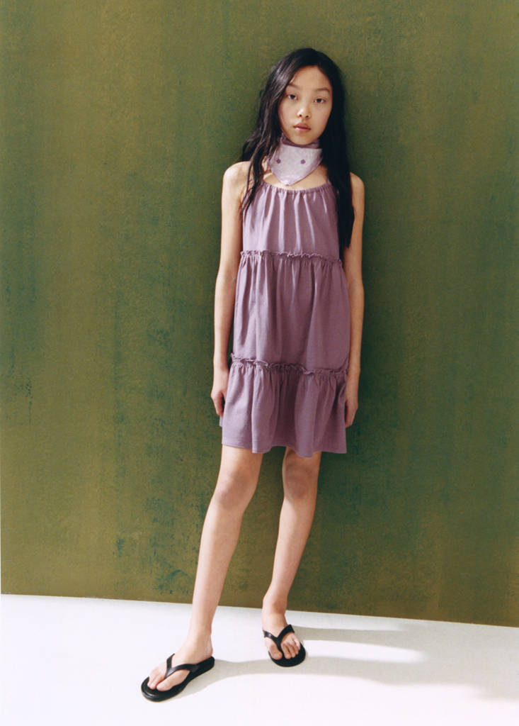 Short ruffled dress — Purple