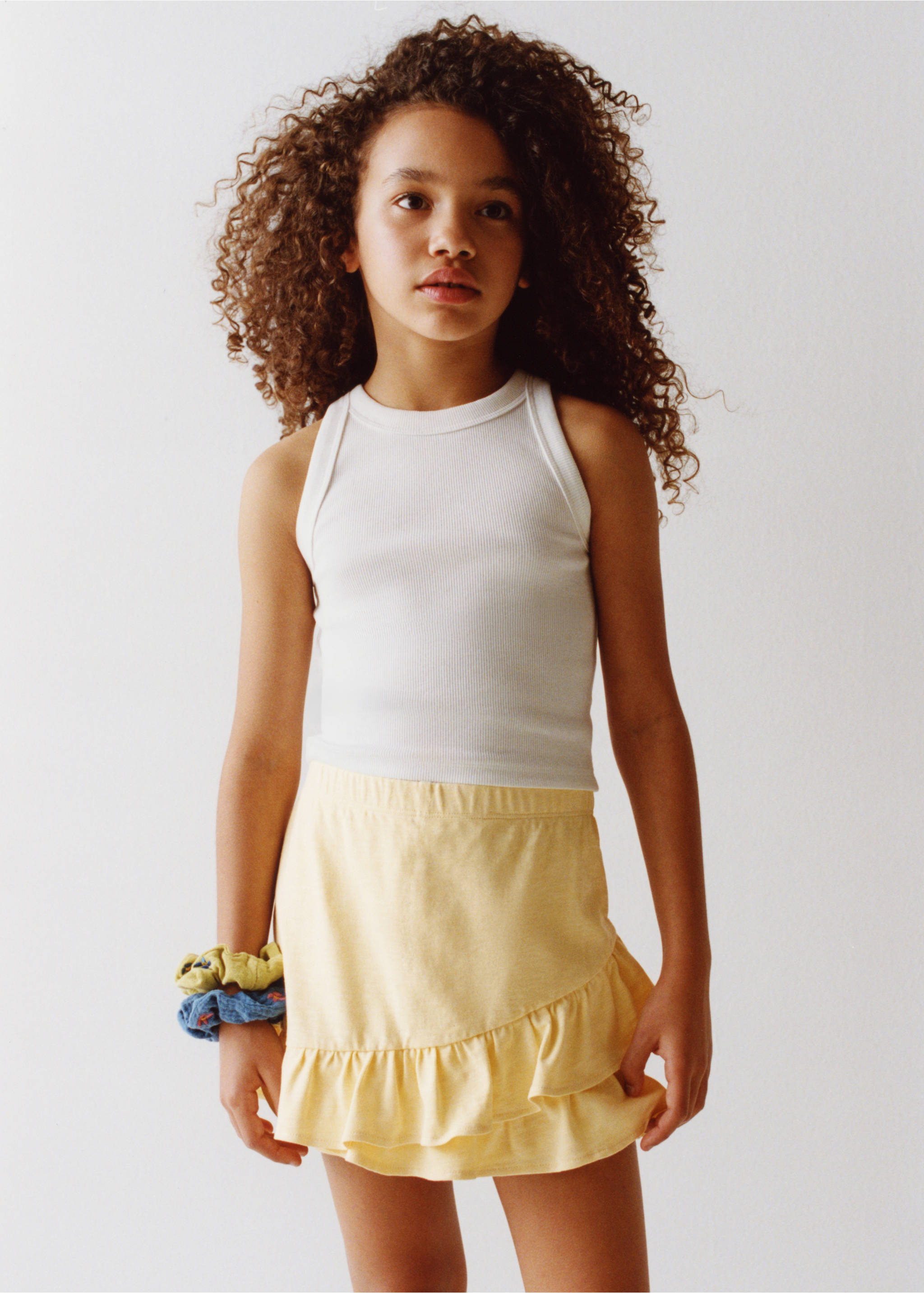 Ruffled trouser skirt - Details of the article 5, Pastel Yellow. Ref: 27077929-00.