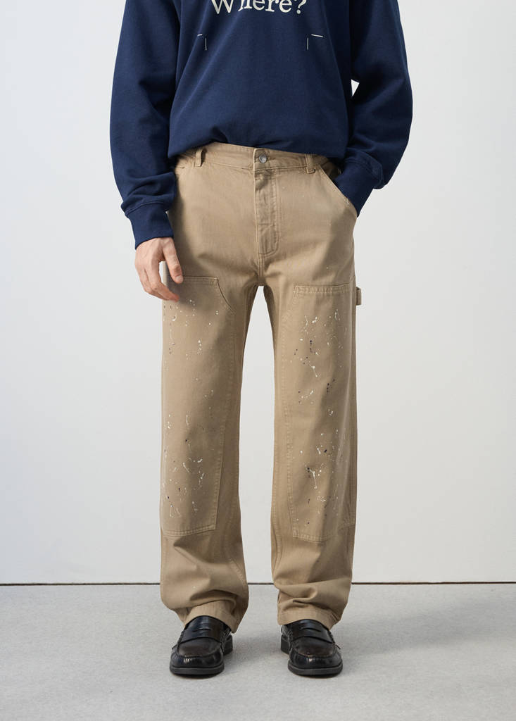 Regular fit splatter effect jeans — Beige