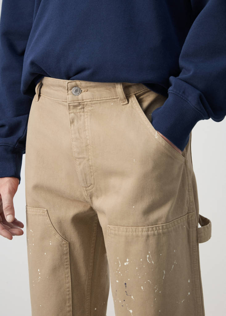 Regular fit splatter effect jeans — Beige