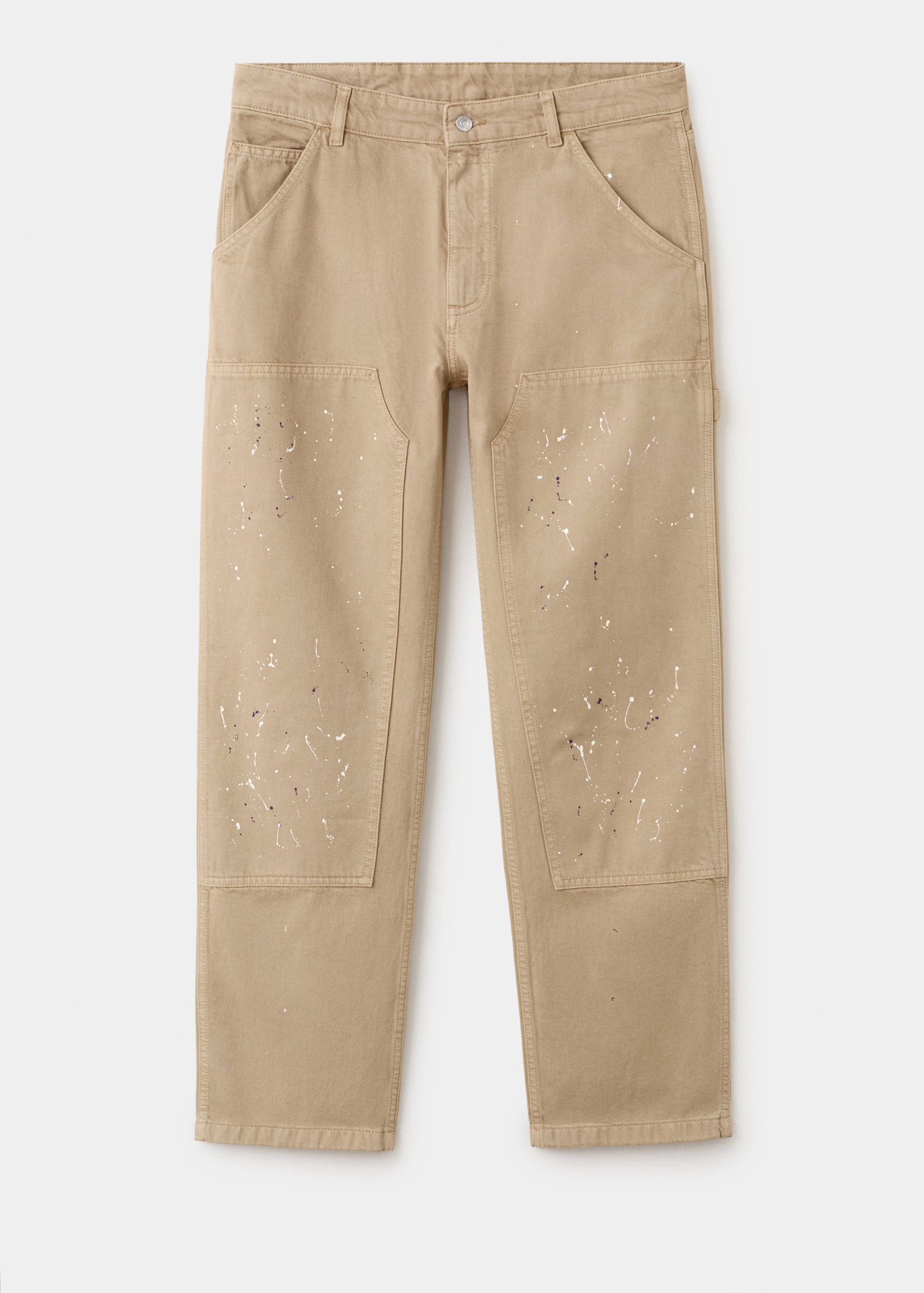 جينز بتأثير بقع بقصة عادية - منتج دون نموذج