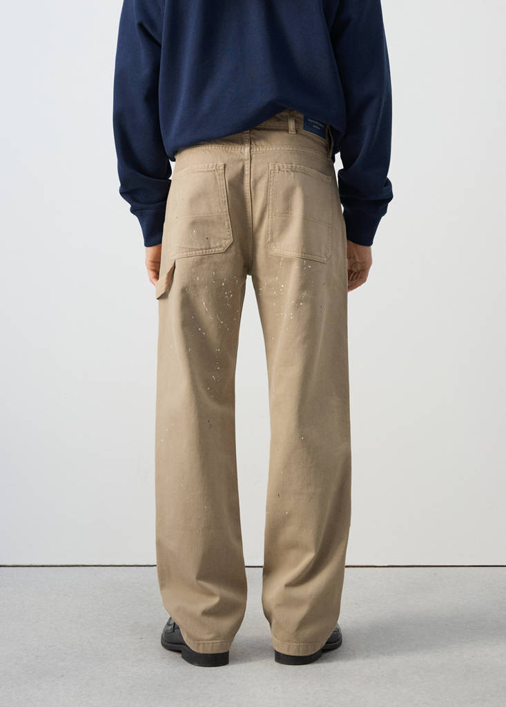 Regular fit splatter effect jeans — Beige