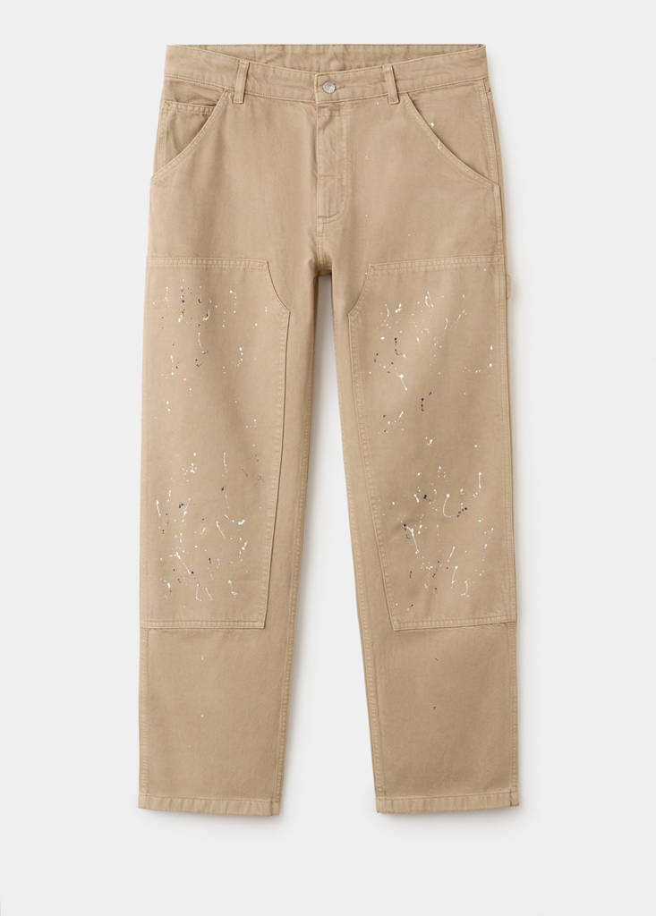 Regular fit splatter effect jeans — Beige