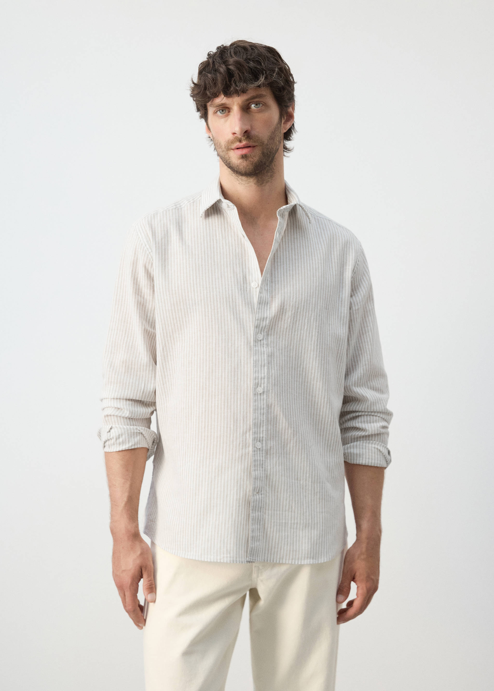 Cotton linen-blend regular-fit shirt - Medium plane