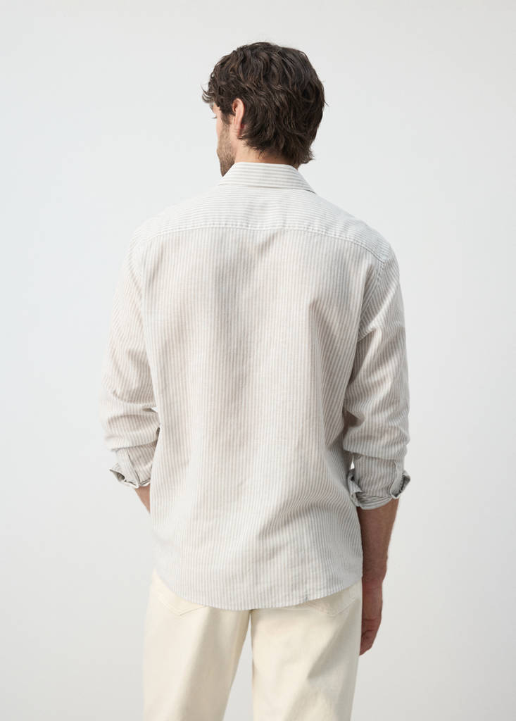 Regular fit linen-cotton blend shirt — Sand