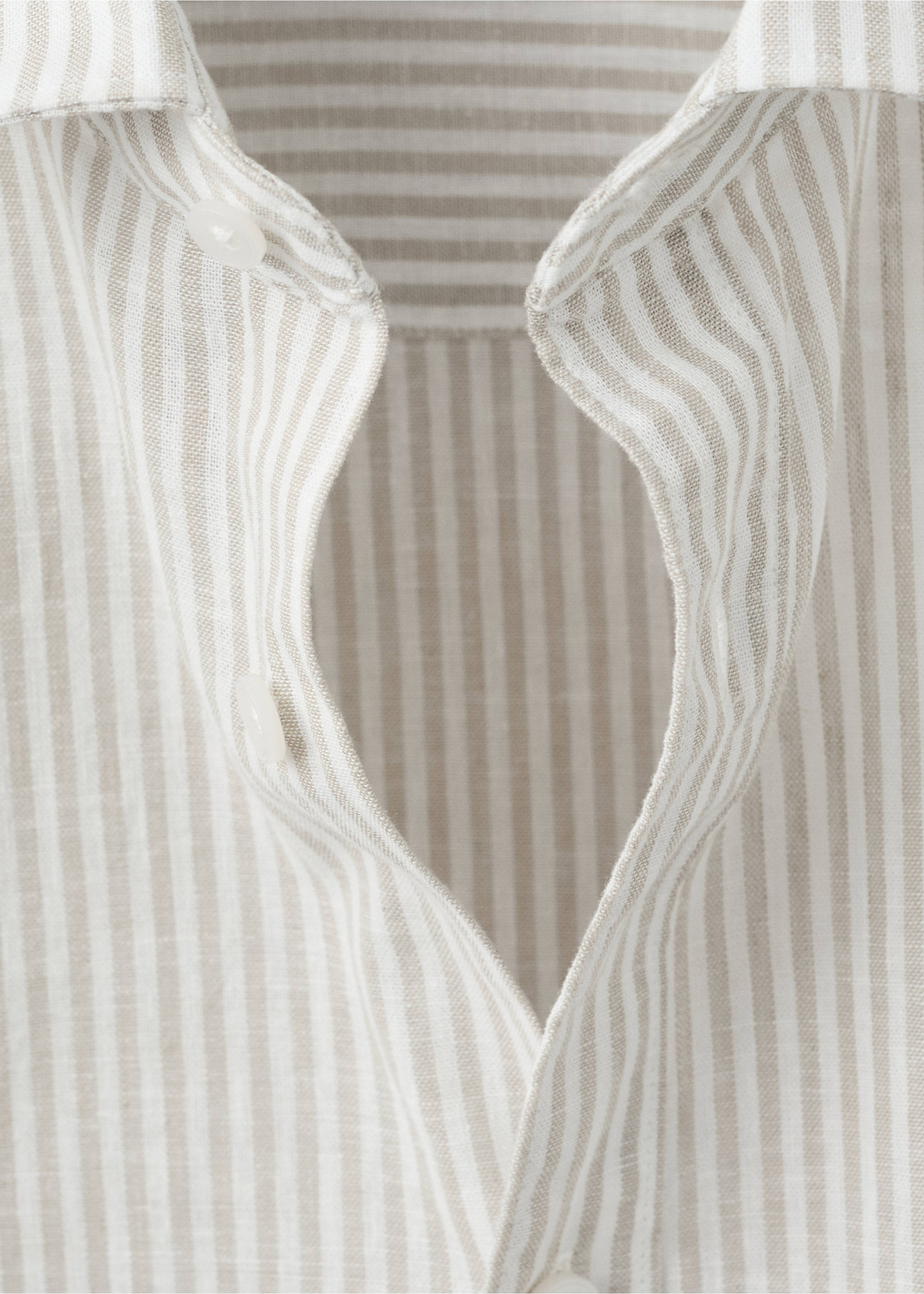 Cotton linen-blend regular-fit shirt - Details of the article 8, Sand. Ref: 27077933-00.