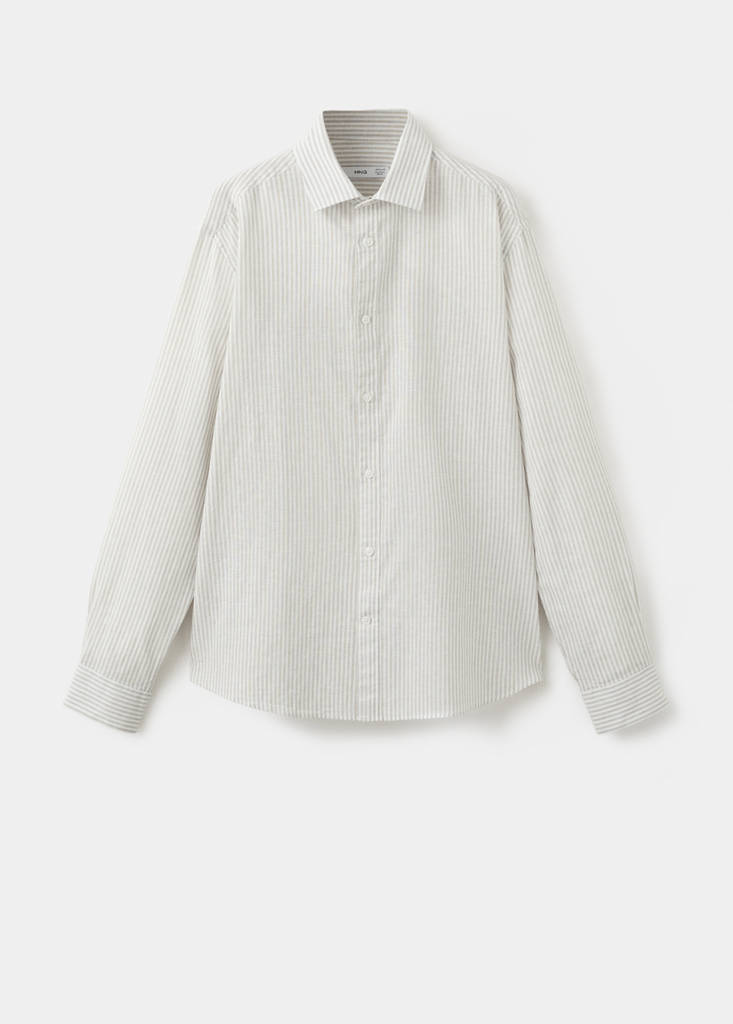 Regular fit linen-cotton blend shirt — Sand