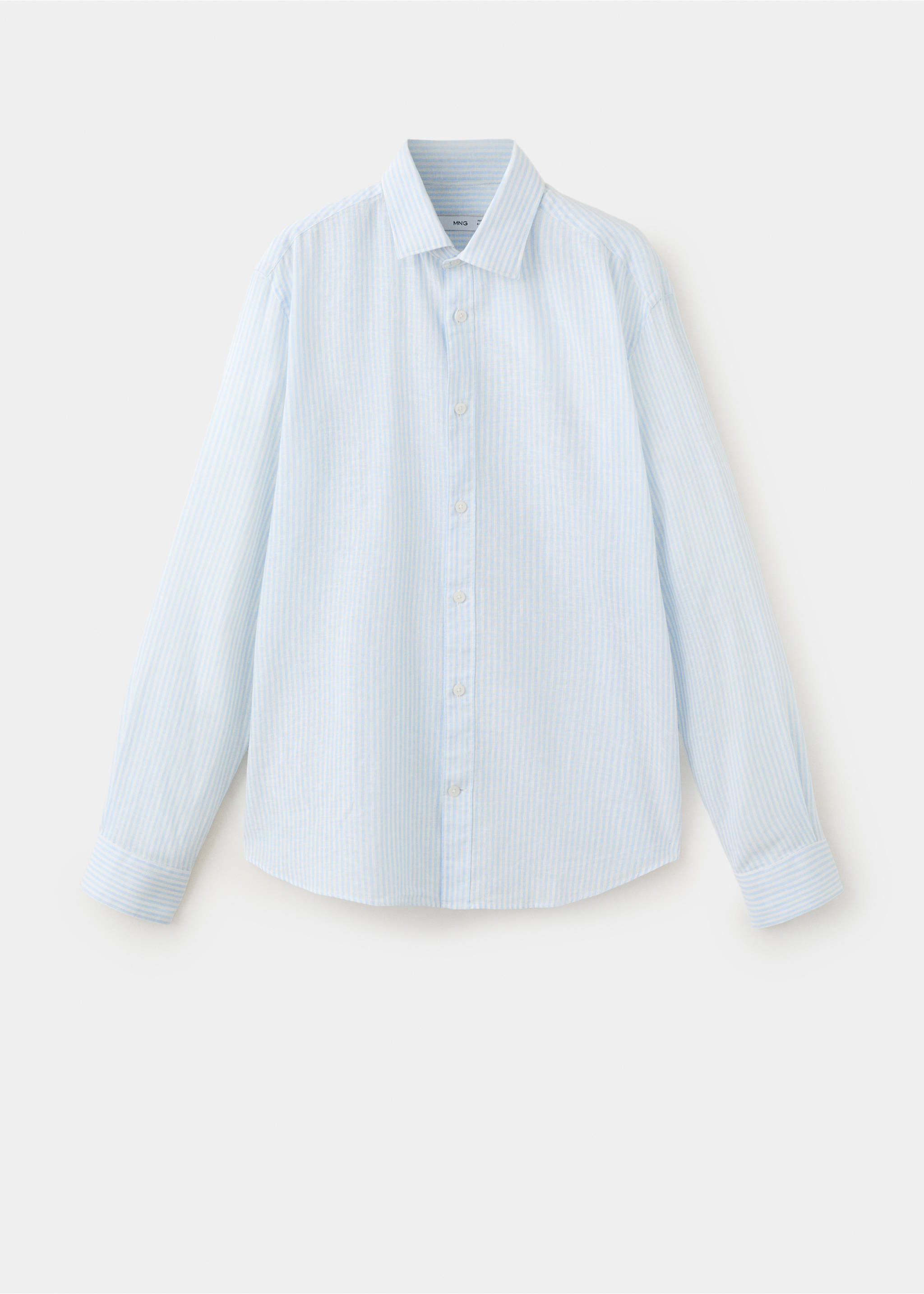 Cotton linen-blend regular-fit shirt - Article without model, Sky Blue. Ref: 27077933-00.