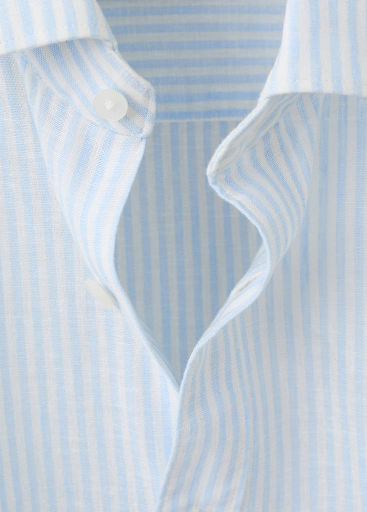 Regular fit linen-cotton blend shirt — Sky Blue