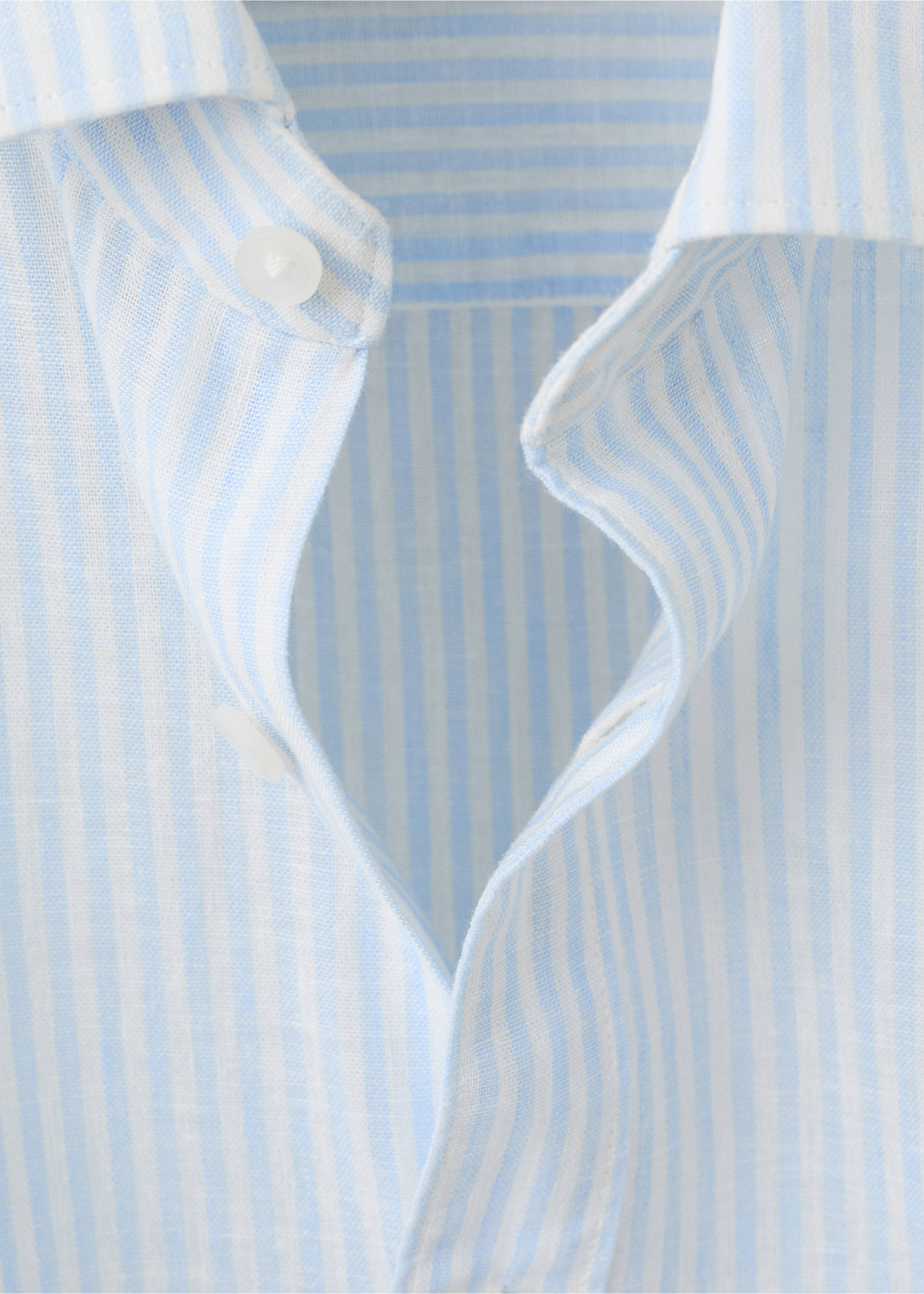 Cotton linen-blend regular-fit shirt - Details of the article 8, Sky Blue. Ref: 27077933-00.