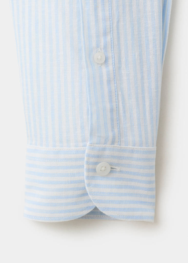 Regular fit linen-cotton blend shirt — Sky Blue
