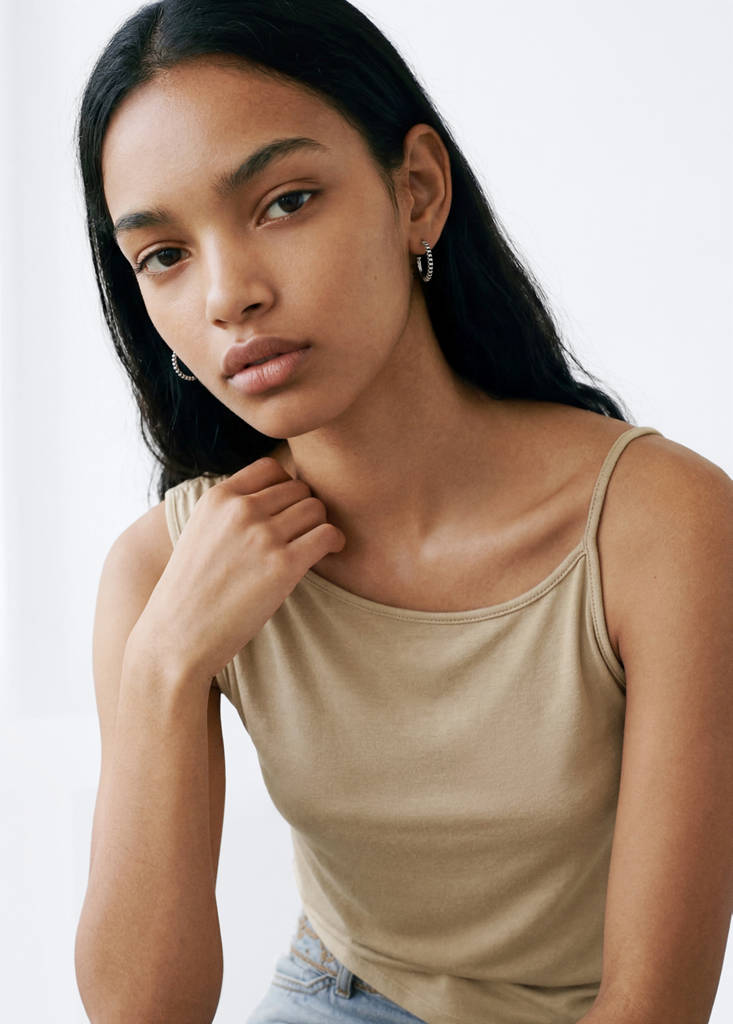 Plain asymmetrical top — Beige