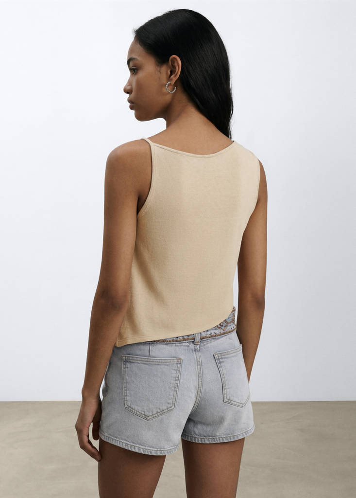 Plain asymmetrical top — Beige