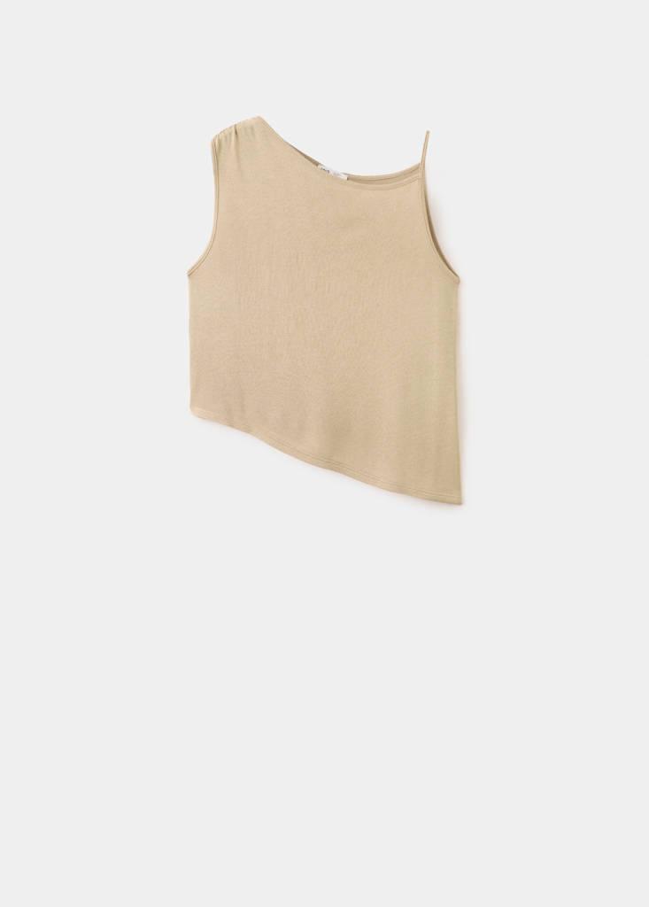 Plain asymmetrical top — Beige