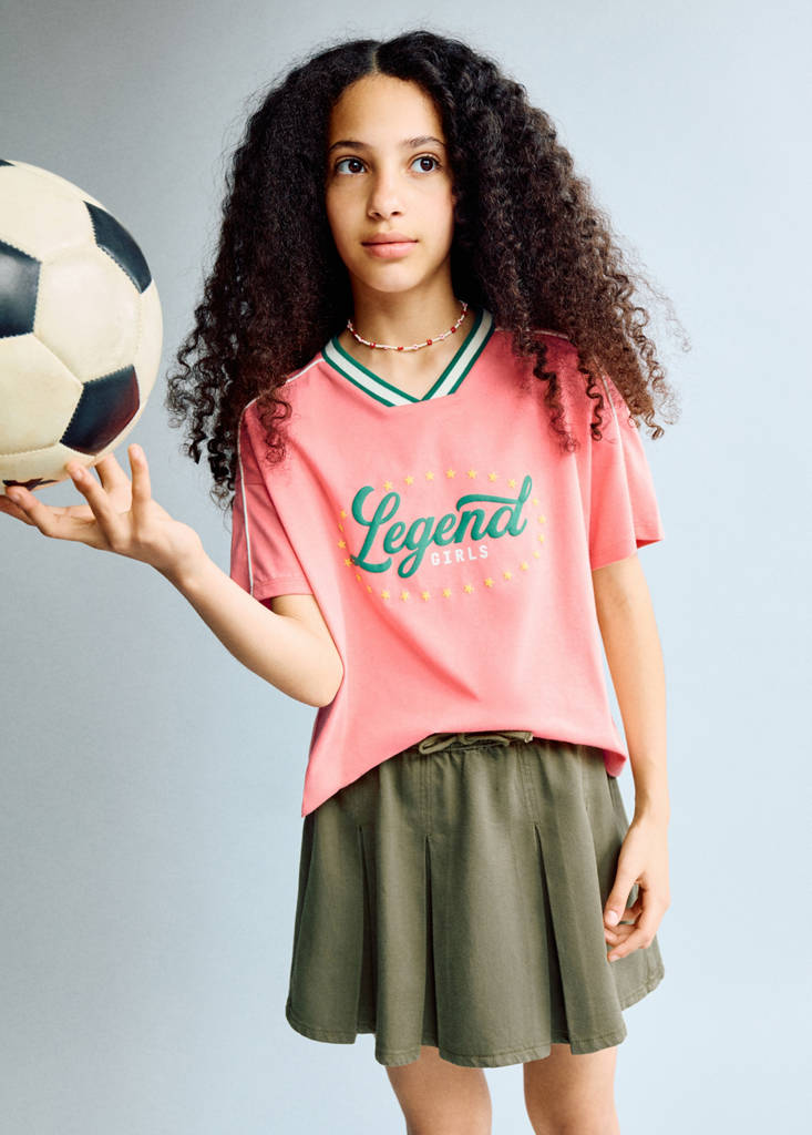 Pleated skirt in cotton and lyocell — Khaki