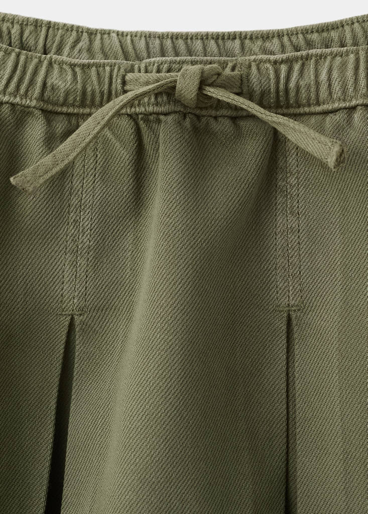 Pleated skirt in cotton and lyocell — Khaki