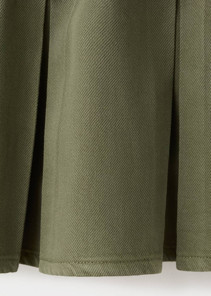 Pleated skirt in cotton and lyocell — Khaki