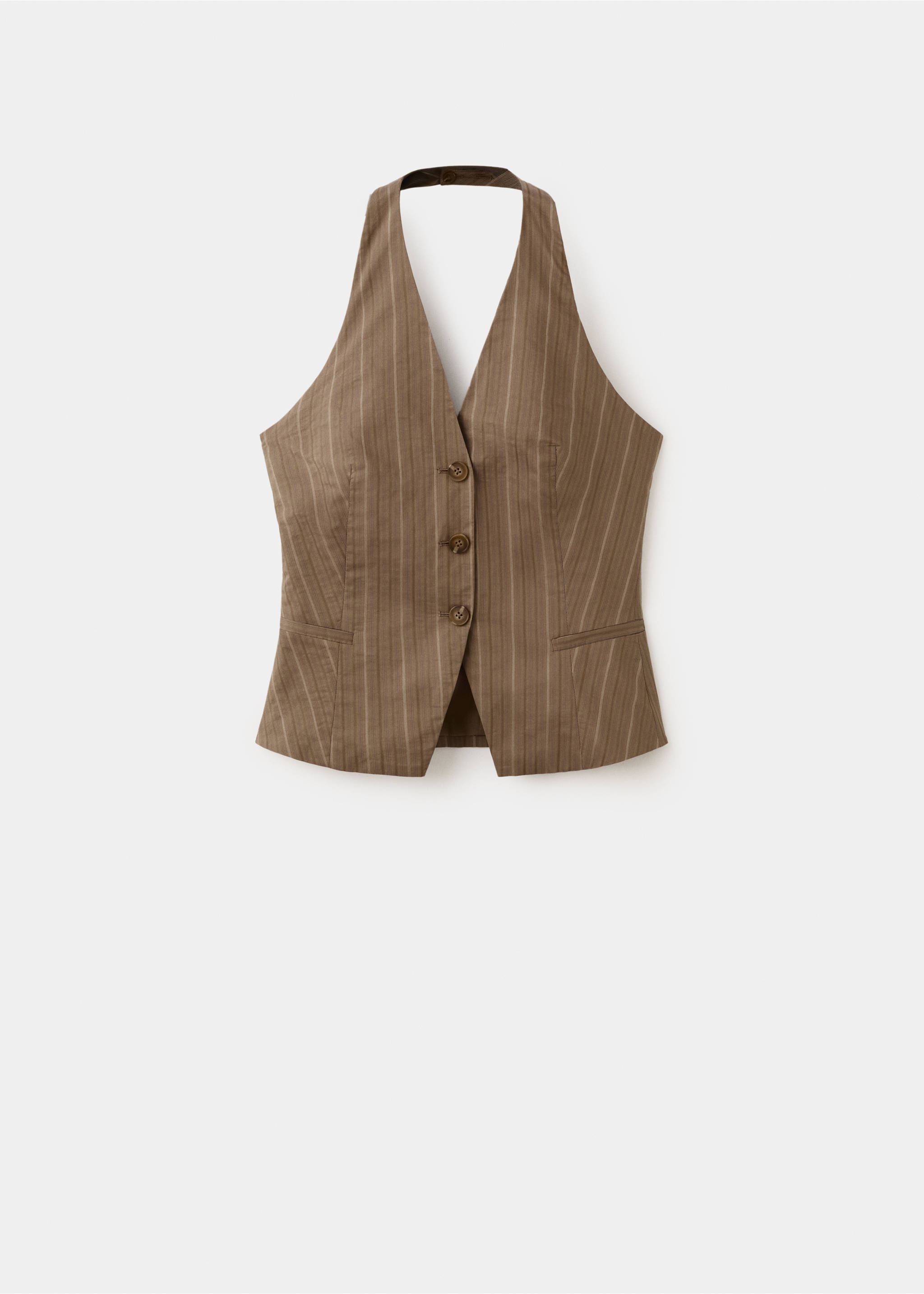 Striped halter neck top - Article without model, Brown. Ref: 27077937-00.