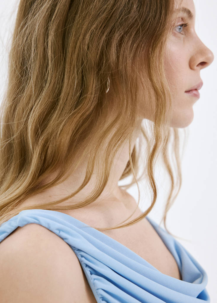 Open-back draped top — Blue