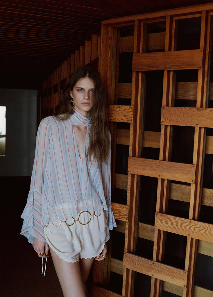 Ruffles stripe-patterned blouse — Blue