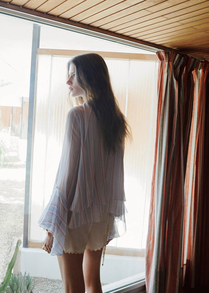 Ruffles stripe-patterned blouse — Blue