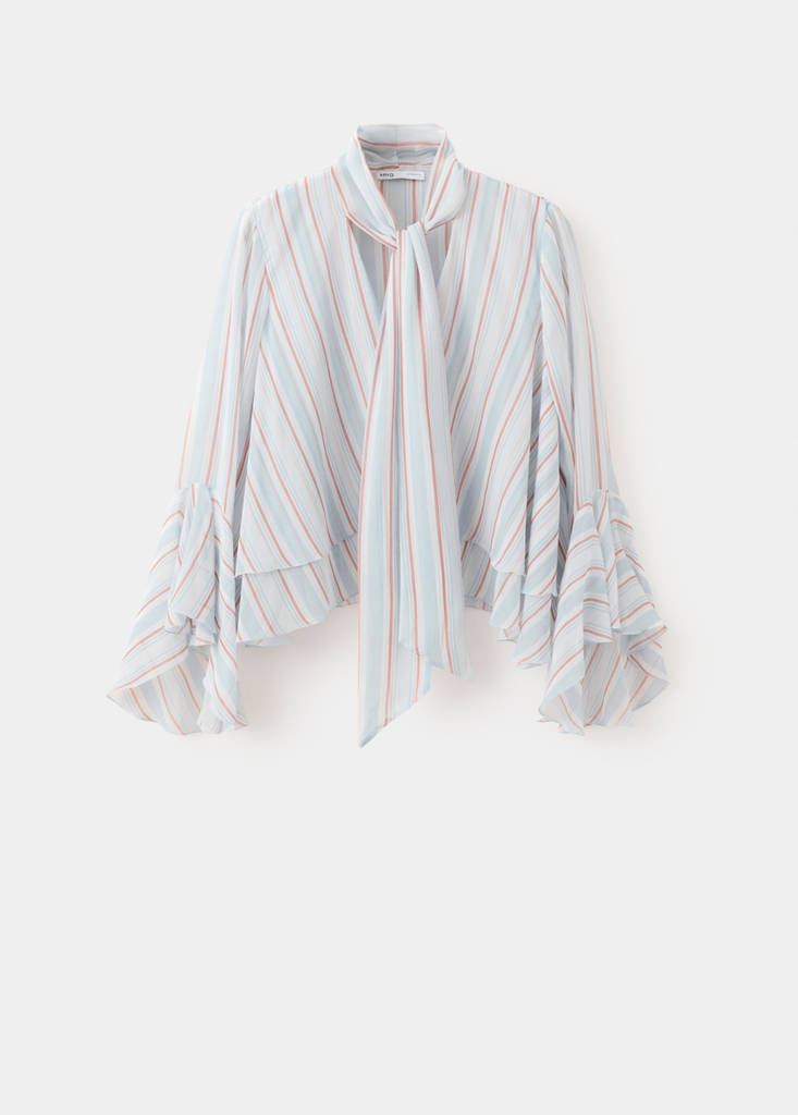 Ruffles stripe-patterned blouse — Blue