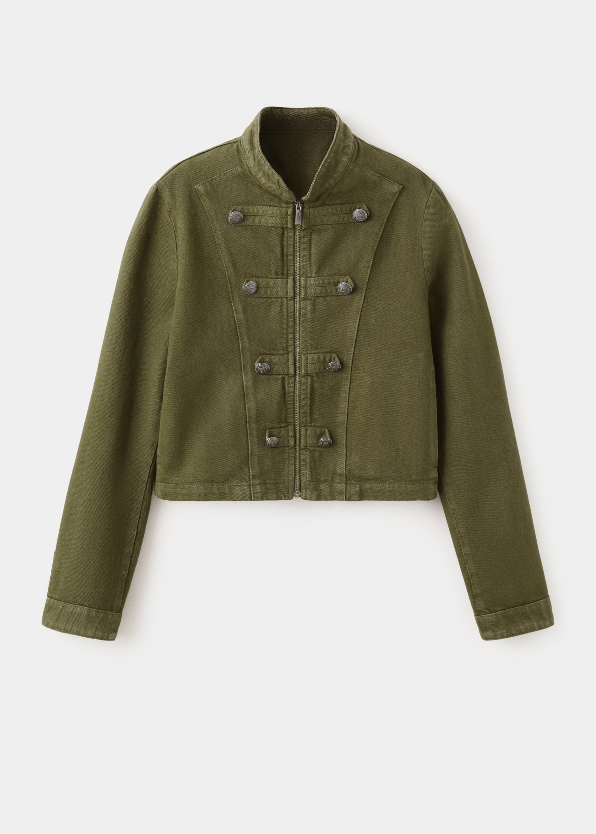 Denim jacket with buttons - Article without model, Khaki. Ref: 27077942-00.