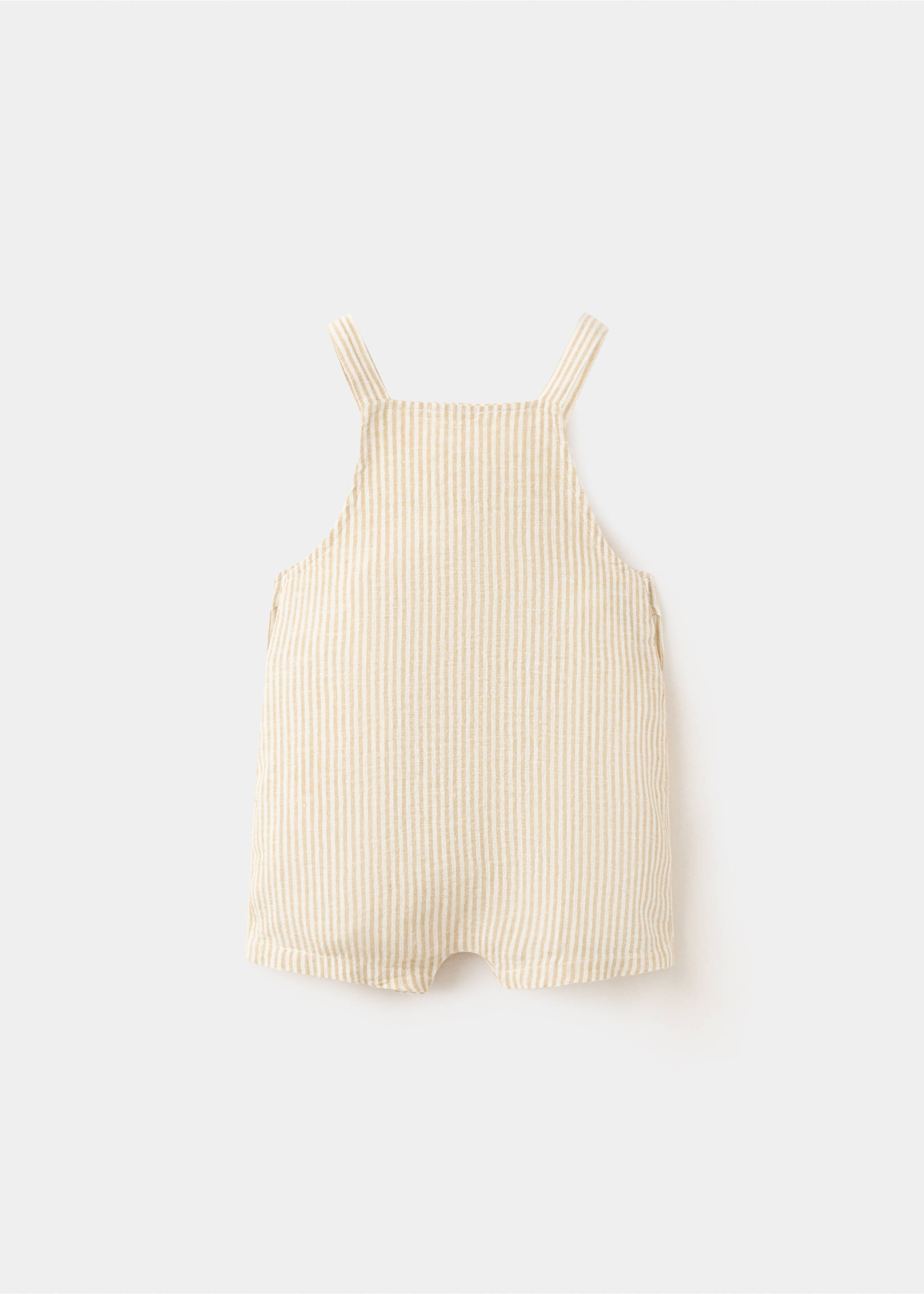 Striped cotton-linen dungarees - Reverse of the article, Mustard. Ref: 27078261-00.