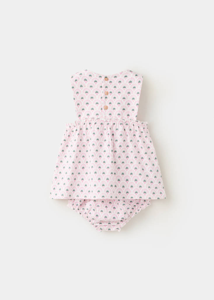 Printed dress and nappy cover — Off White