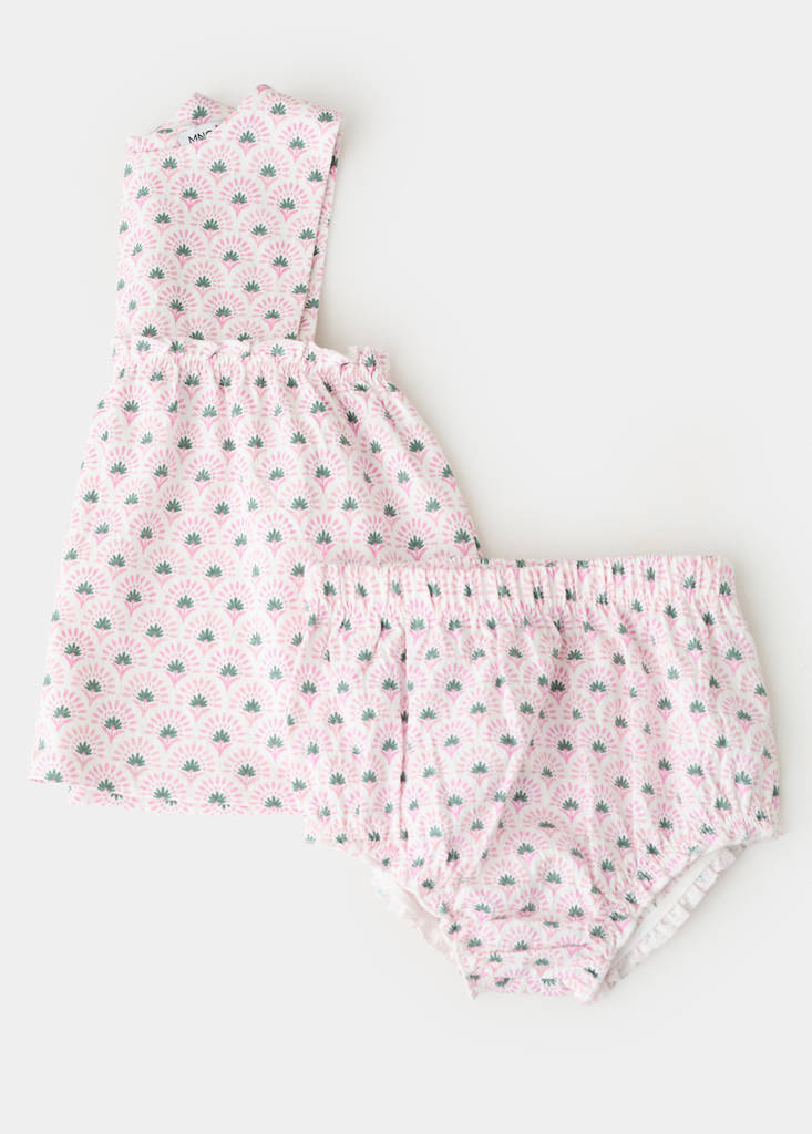Printed dress and nappy cover — Off White