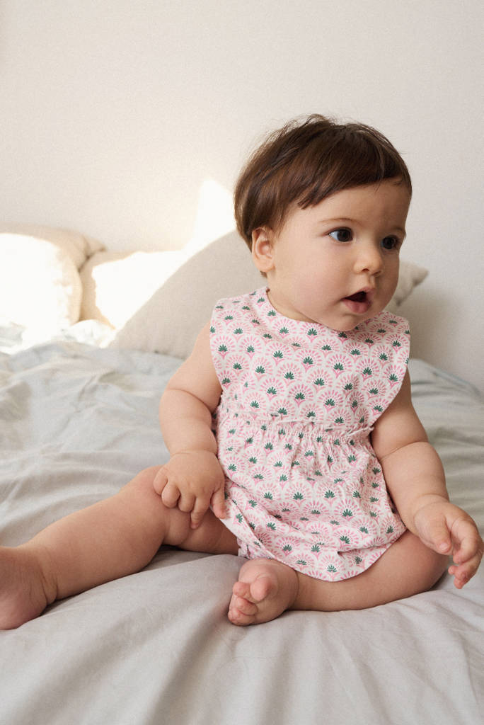 Printed dress and nappy cover — Off White