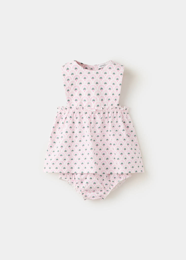 Printed dress and nappy cover — Off White