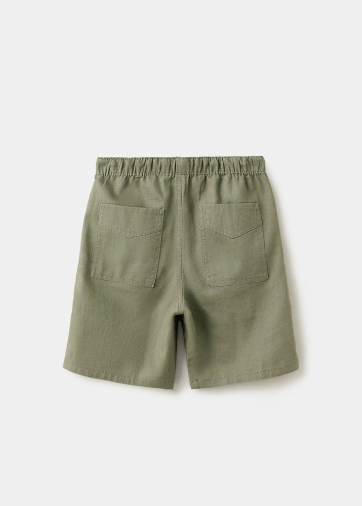 Straight linen Bermuda shorts — Khaki