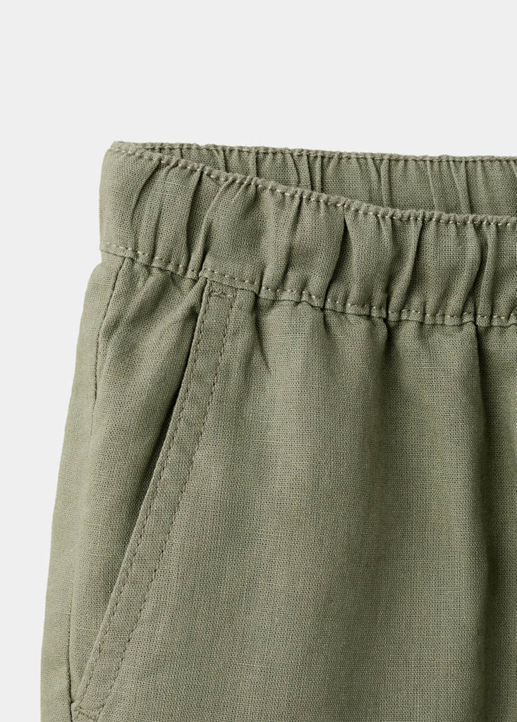 Straight linen Bermuda shorts — Khaki