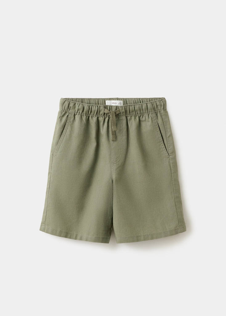 Straight linen Bermuda shorts — Khaki