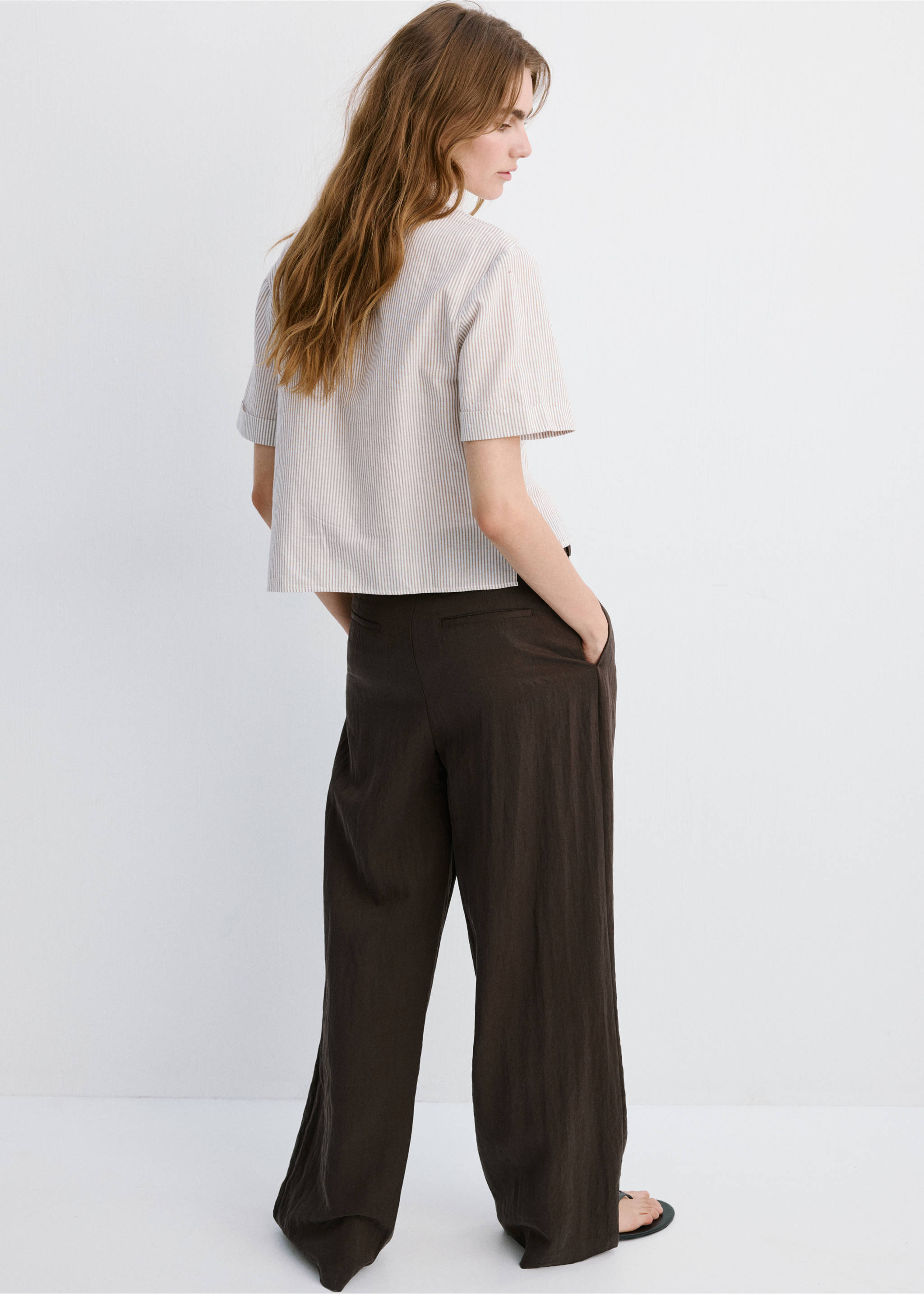 Camisa rayas manga corta - Reverso del artículo, Arena. Ref: 27078265-00.