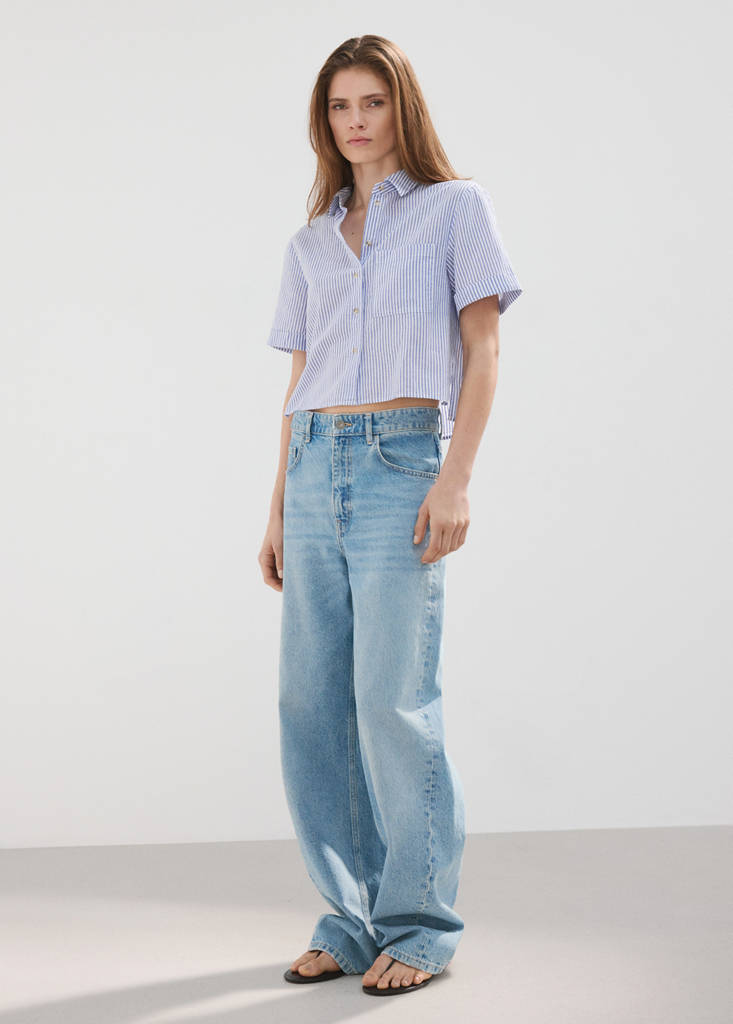 Short sleeve striped shirt — Sky Blue