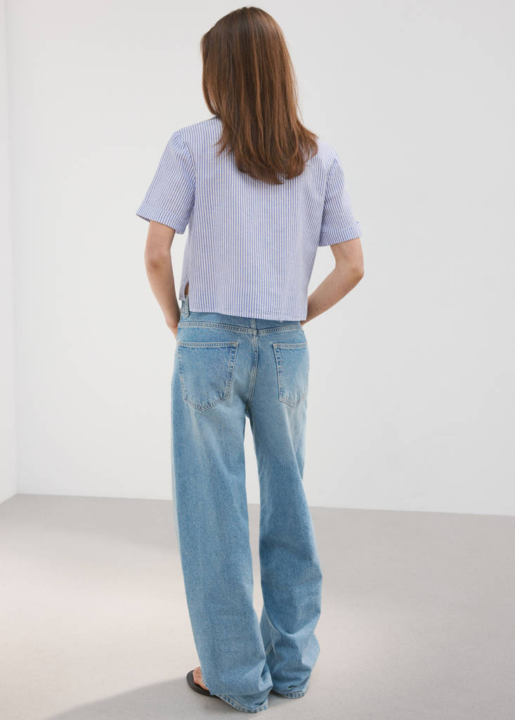 Short sleeve striped shirt — Sky Blue