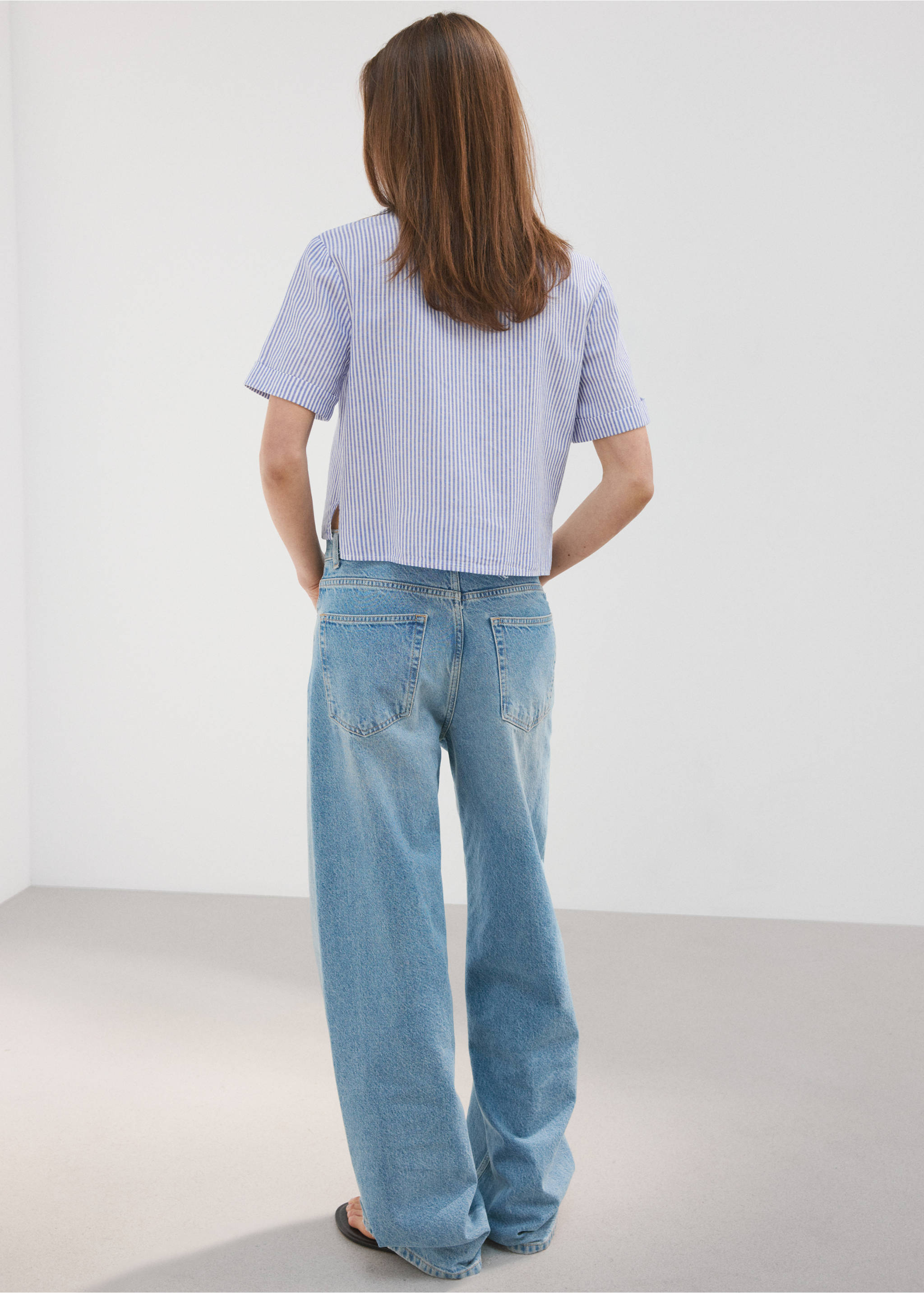 Short sleeve striped shirt - Reverse of the article, Sky Blue. Ref: 27078265-00.