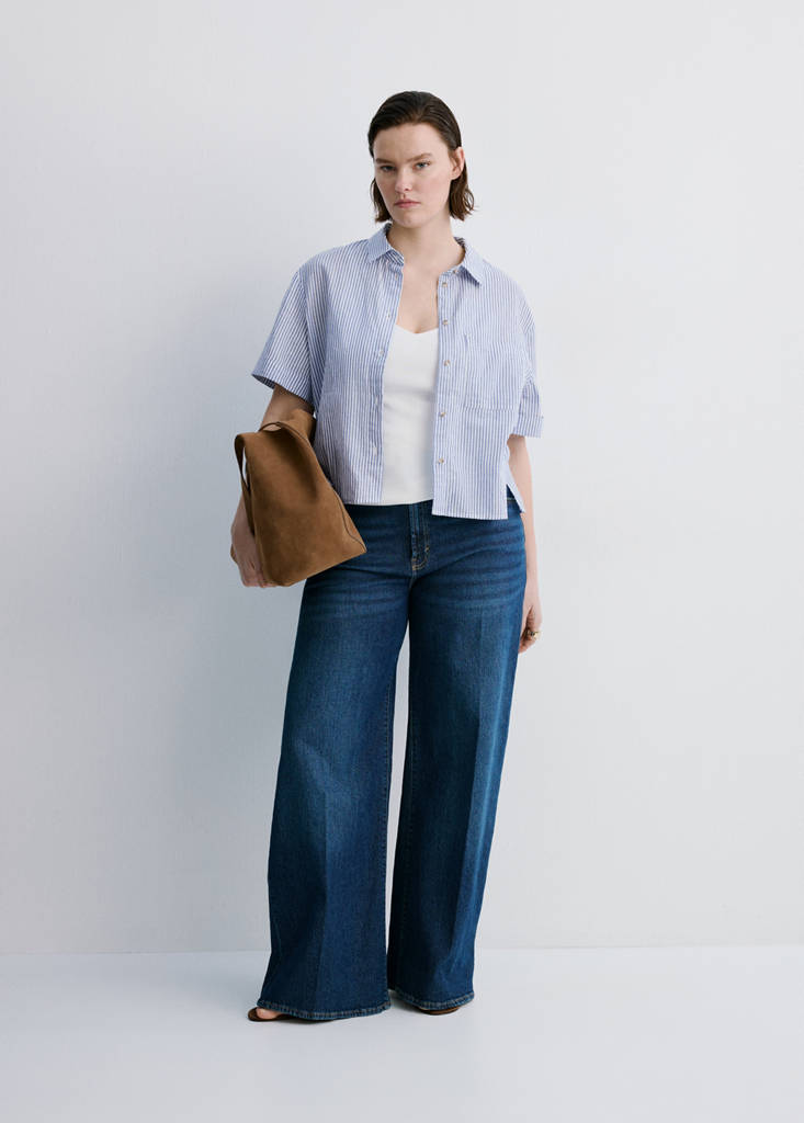 Short sleeve striped shirt — Sky Blue