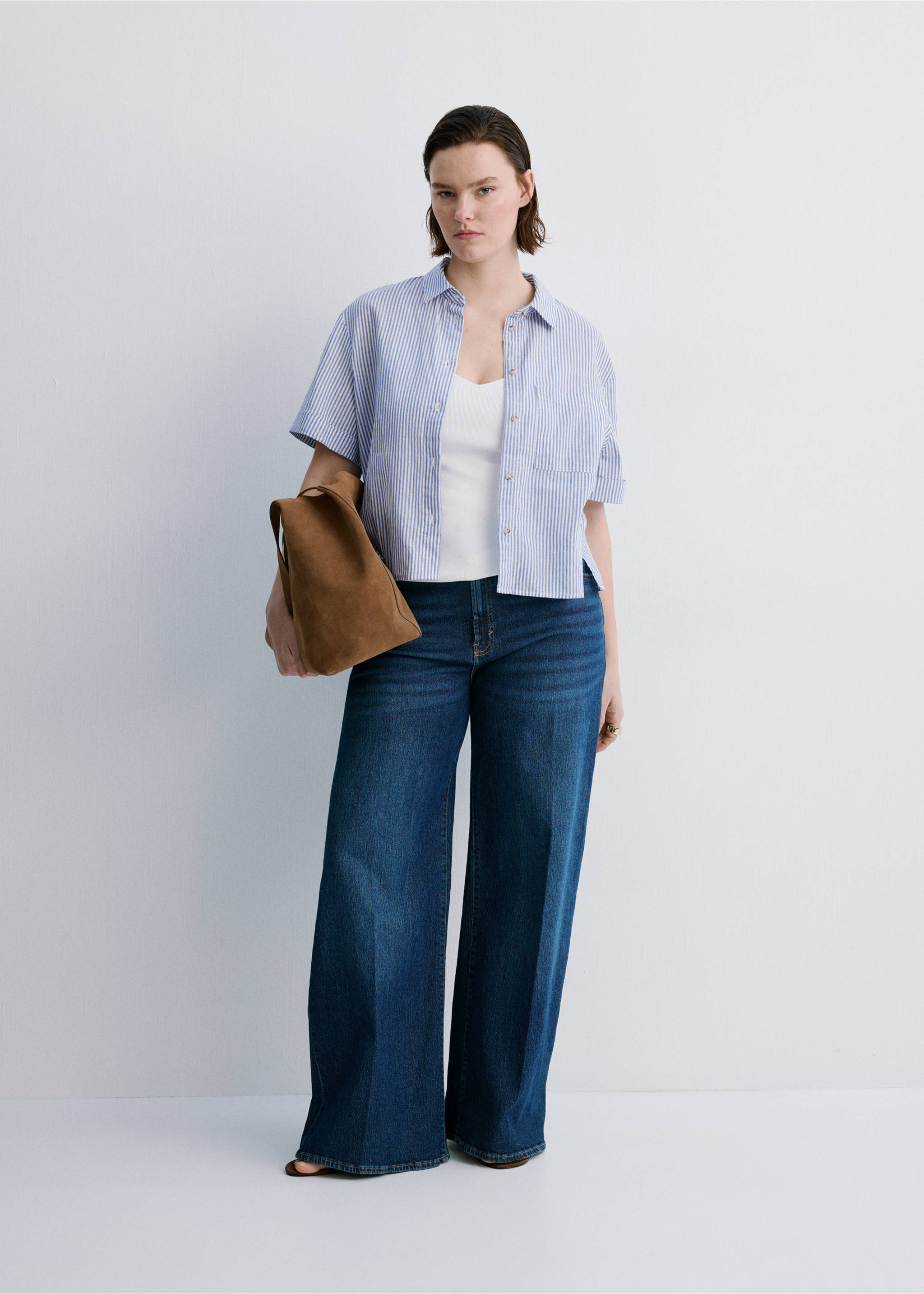 Short sleeve striped shirt - Details of the article 3, Sky Blue. Ref: 27078265-00.